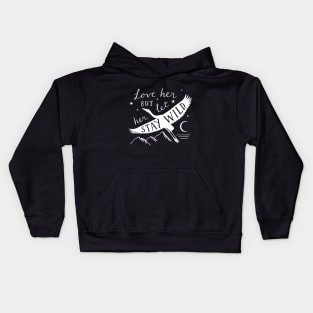 Love Her But Let Her Stay Wild Heron (in White) Kids Hoodie